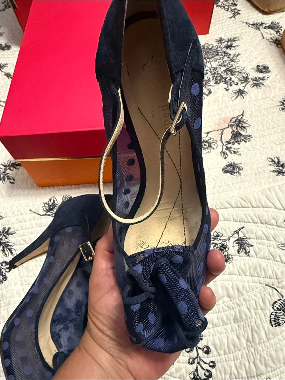 Kate Spade Navy Mesh Suede 6 M Italy